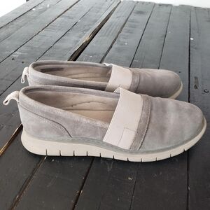 Vionic Women's 8 Kristi Grey Suede Slip On Shoes Comfort Loafers Orthopedic